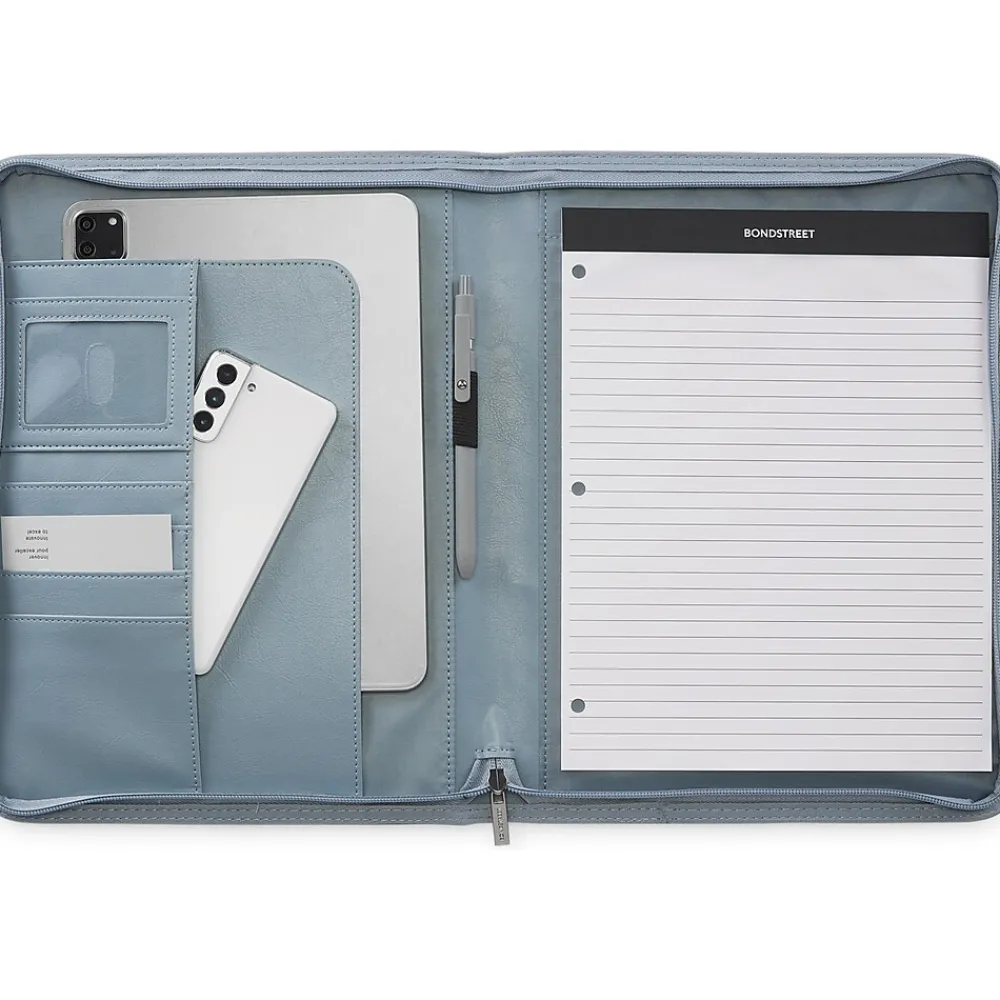 Vegan Leather Writing Case with Zipper Closure, Blue (WRC5043BS-BDUSK)<Bond Street Sale