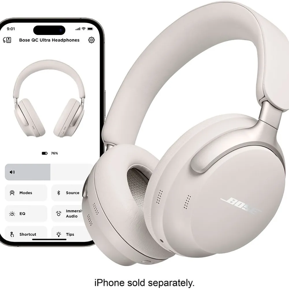 QuietComfort Ultra Wireless Noise Cancelling Over-the-Ear Headphones, White Smoke (880066-0200)<Bose Outlet