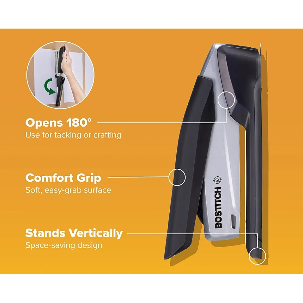 Staplers|Bostitch InPower 25 Desktop Stapler, 25-Sheet Capacity, (PPR1100) Black/Gray