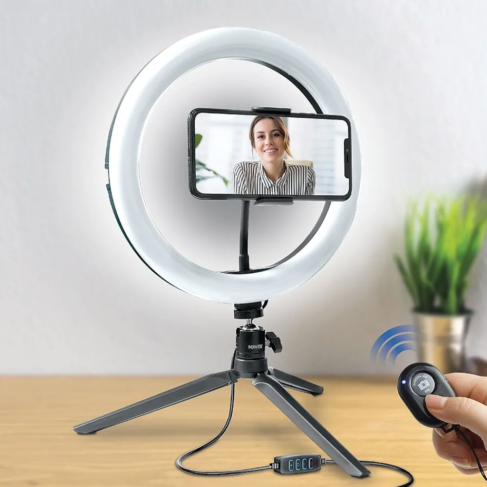 10" RGB Selfie Desktop Ring Light Studio Kit (WA-RGB10TT)<Bower Outlet