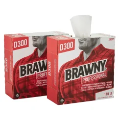 Professional D300 Cellulose Cleaning Wipers, 16" x 9.25", White, 110 Wipers/Box (20075)<Brawny New