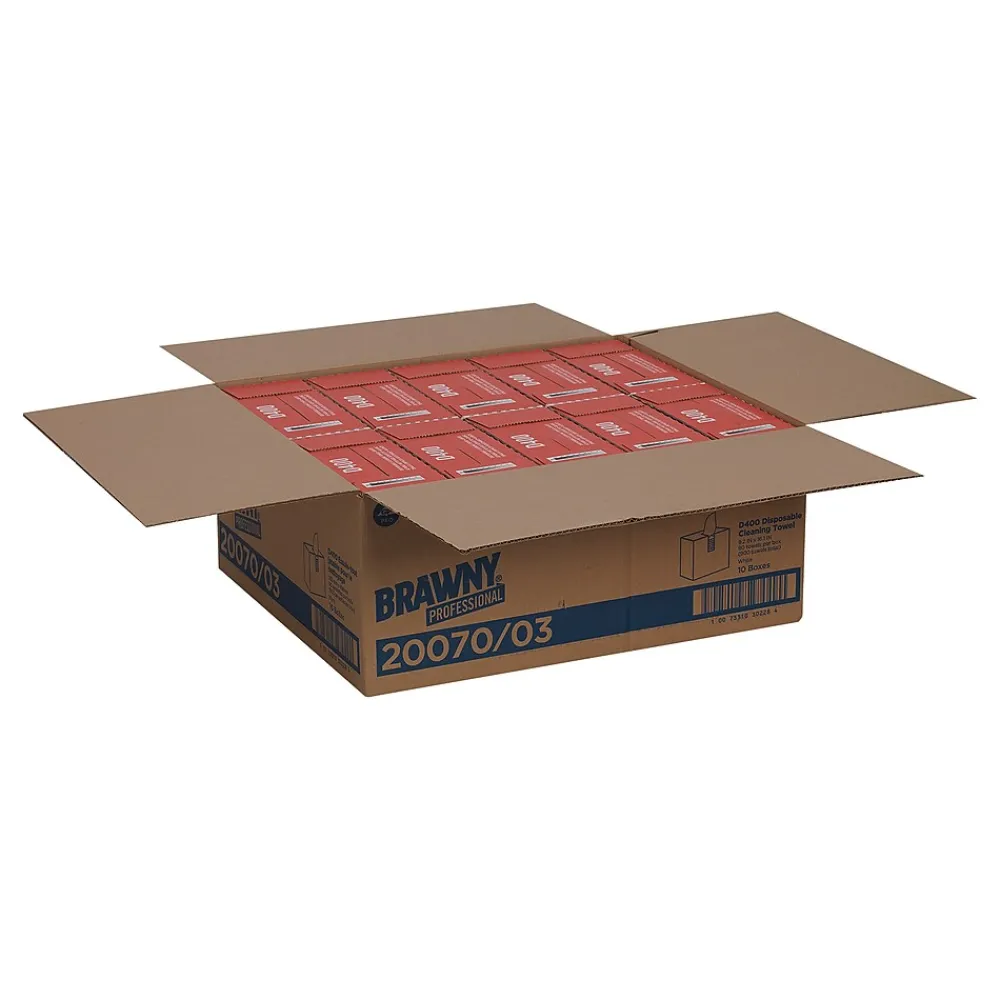 Professional D400 Cellulose Cleaning Wipers, 16.3" x 9.25", White, 90 Wipers/Box, 10/Carton (2007003)<Brawny Outlet