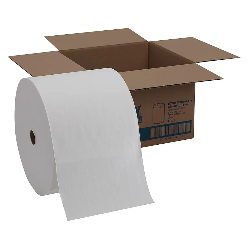 Professional H700 Durable Fibers Cleaning Wipers, 250" x 10", White, 800 Sheets/Roll (25060)<Brawny