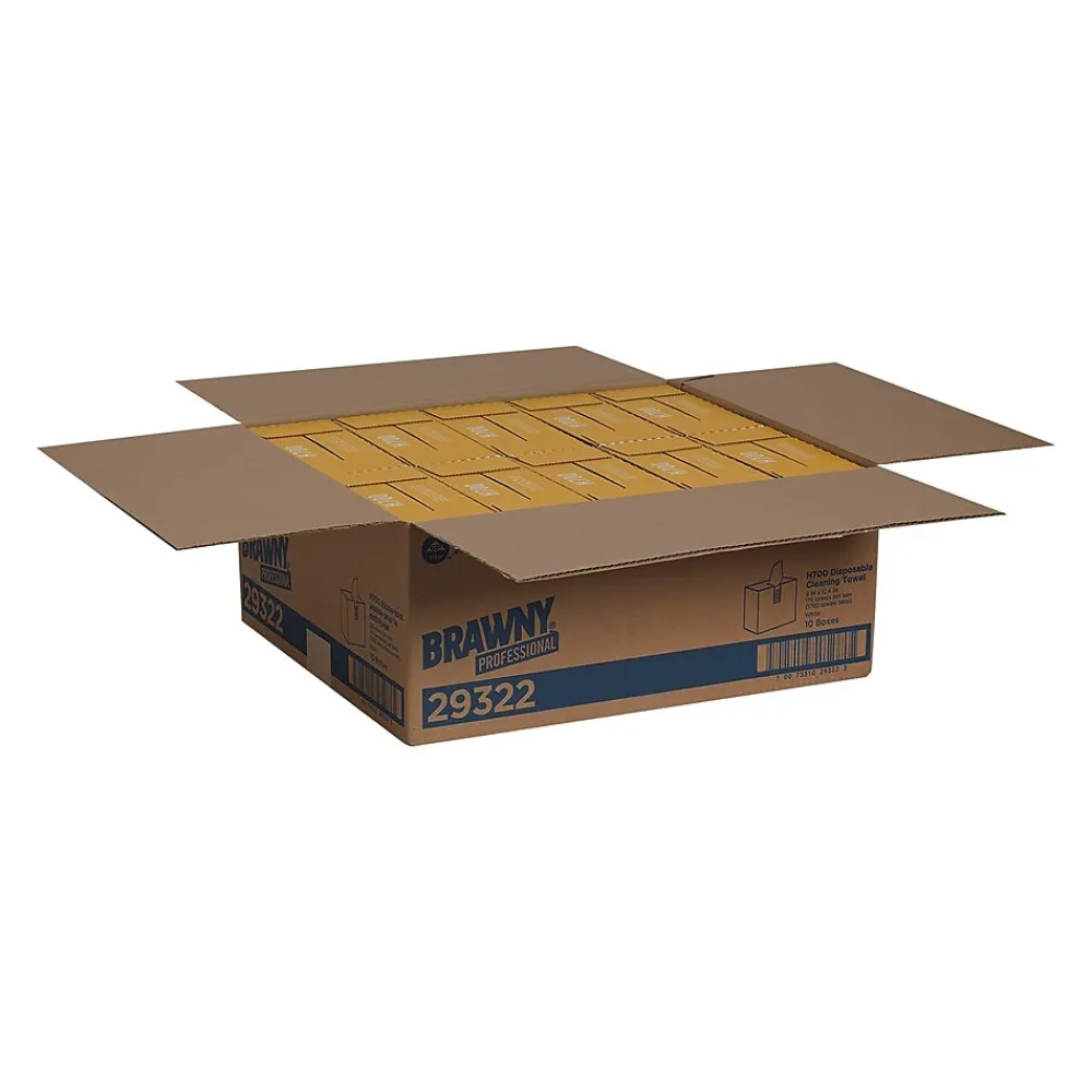 Professional H700 Fiberboard Cleaning Wipers, 12.5" x 9.1", White, 176 Wipers/Box, 10/Carton (29322)<Brawny Sale