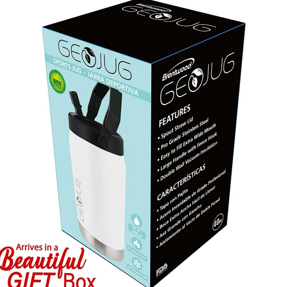 Geojug Stainless Steel Double Walled Sports Water Jug, 40 oz., Cream (G-1200CRM)<Brentwood