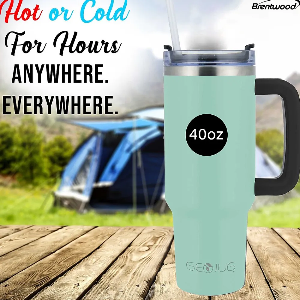 Geojug Stainless Steel Double Walled Tumbler Cup, 40 oz., Blue (CMB-1200BL)<Brentwood Online