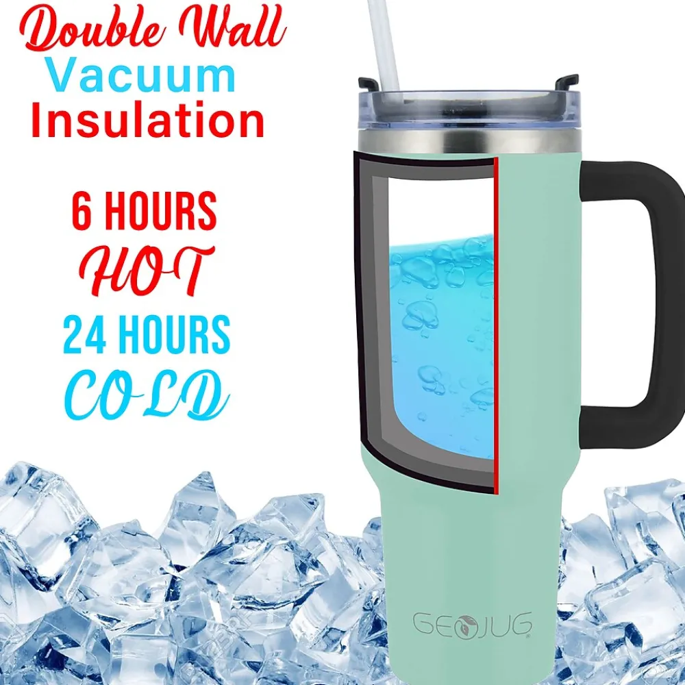 Geojug Stainless Steel Double Walled Tumbler Cup, 40 oz., Blue (CMB-1200BL)<Brentwood Online