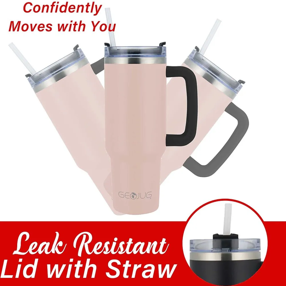 Geojug Stainless Steel Double Walled Tumbler Cup, 40 oz., Pink (CMB-1200PK)<Brentwood Outlet