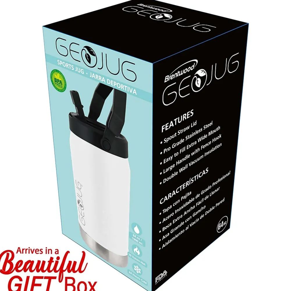 Geojug Stainless Steel Double Walled Sports Water Jug, 64 oz., Cream (G-1900CRM)<Brentwood Online