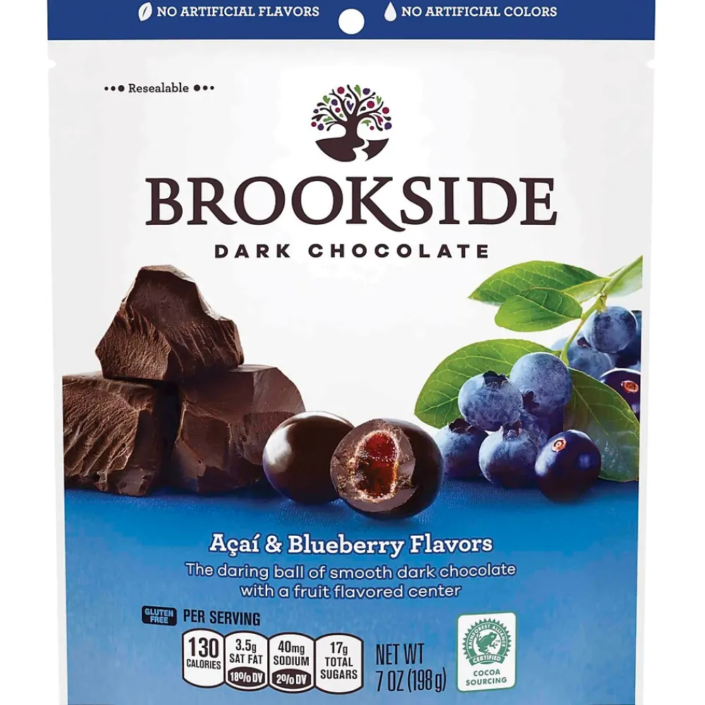 Brookside Acai & Blueberry Flavored Dark Chocolate Pieces, 7 oz., 12/Carton (HEC38971)