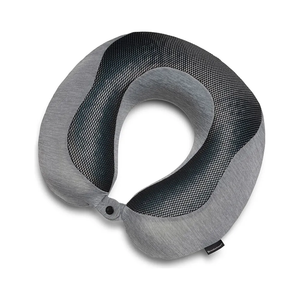 Memory Foam Fabric Travel Pillow, Gray/Black (BNPM0007)<Brookstone New