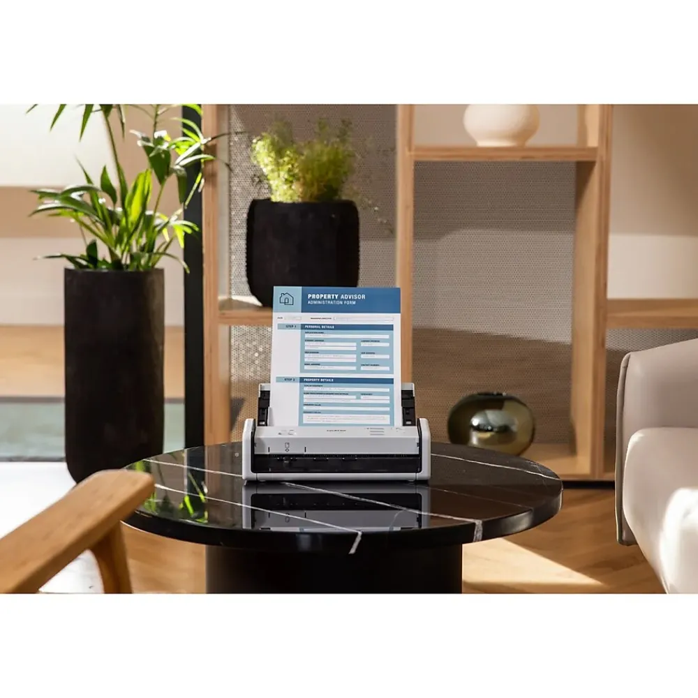 Brother ADS-1300 Compact Desktop Document Scanner, White/Black