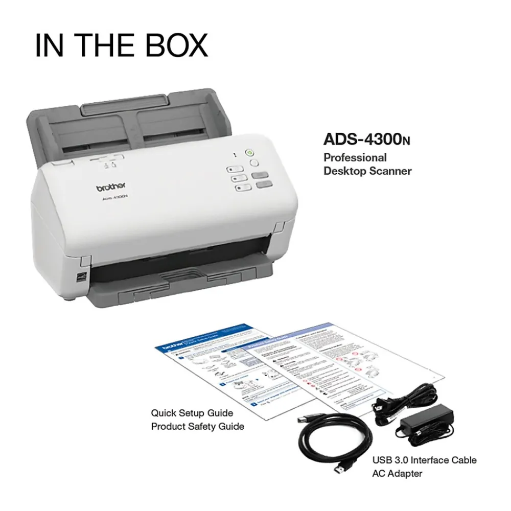 Brother ADS-4300N Duplex Document Scanner, Gray