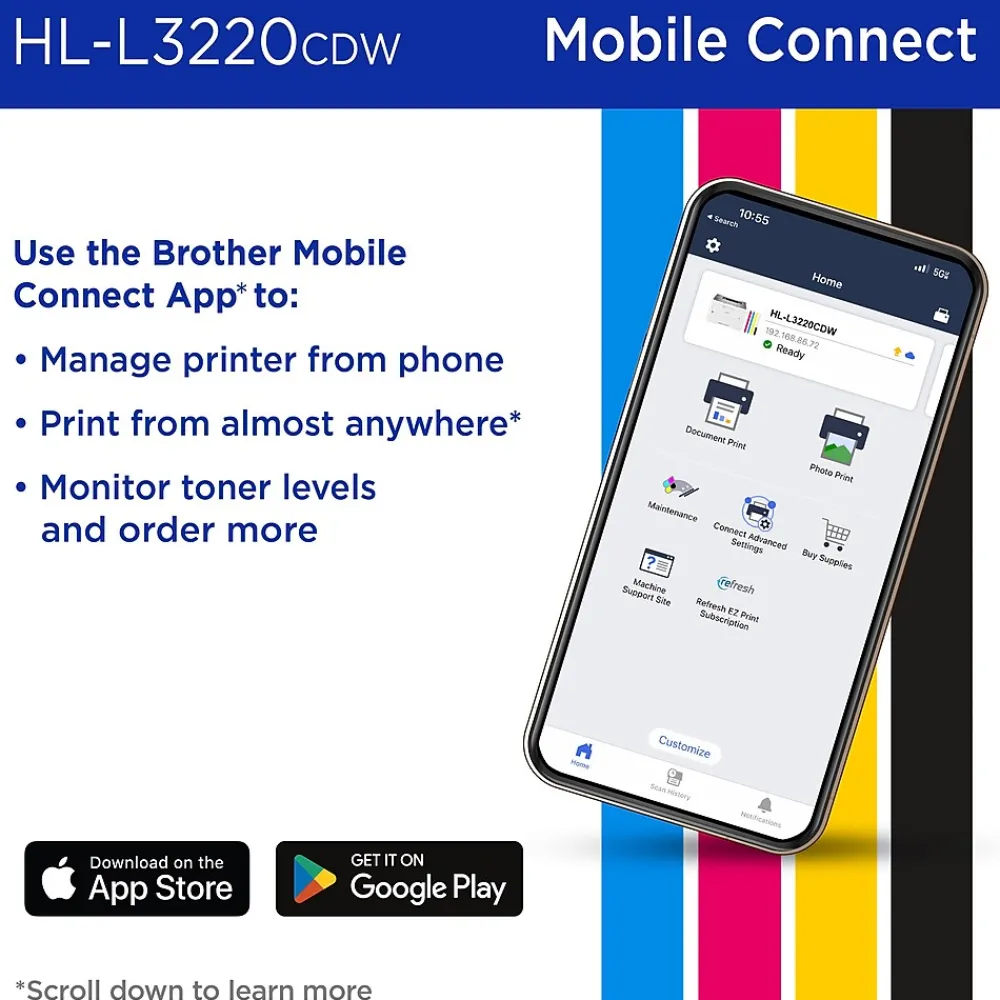 Brother HL-L3220CDW Wireless Color Laser Printer, Single-Function, Print