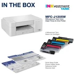 Brother INKvestment Tank MFC-J1205W Wireless Color Inkjet Printer, All-In-One Supertank, Print, Scan, Copy