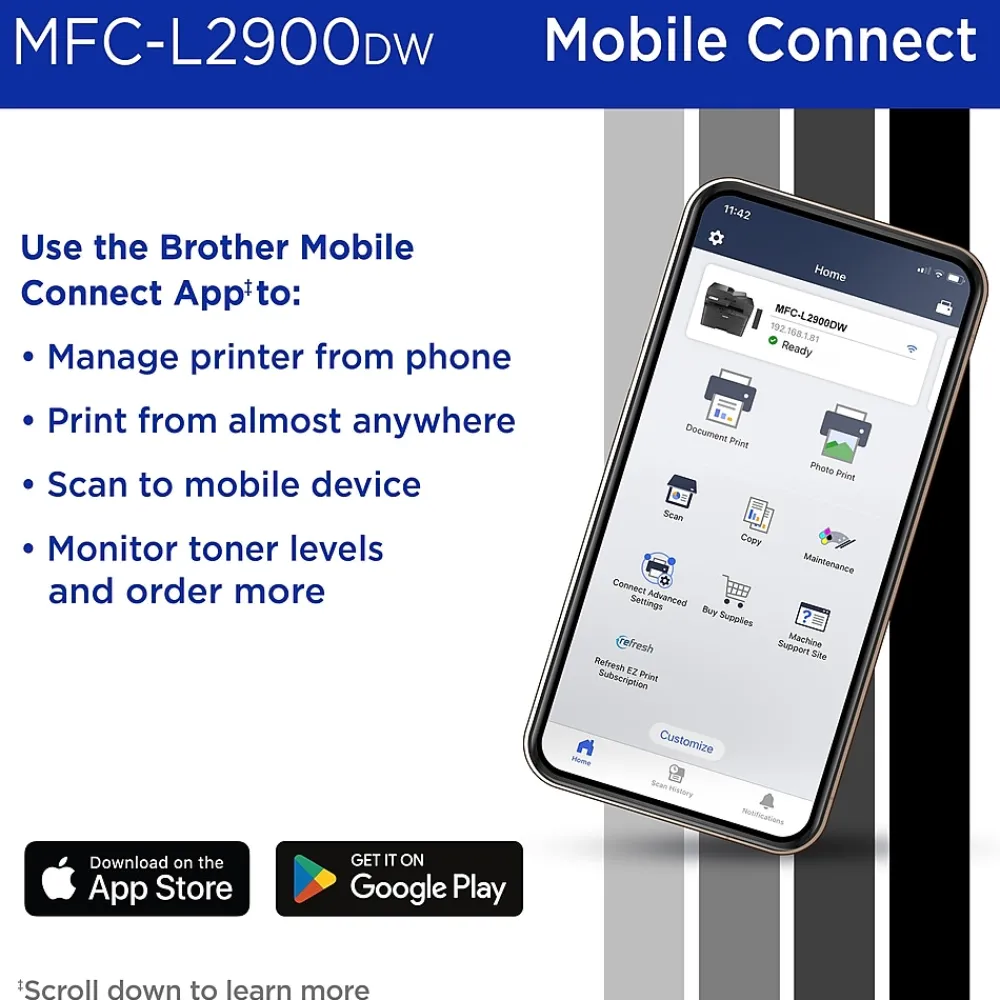 Brother MFC-L2900DW New Laser Printer, All-In-One, Print, Scan, Copy, Fax