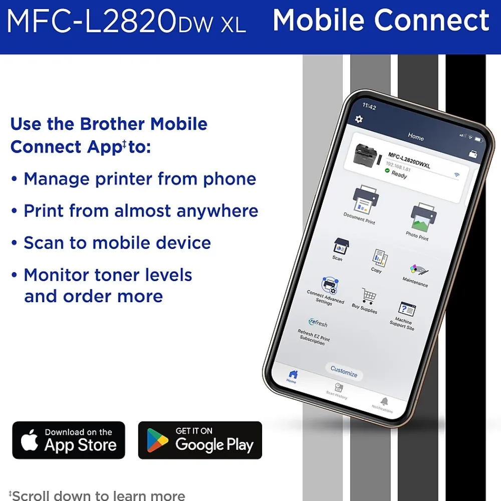 Brother MFC-L2820DW XL Wireless Compact Monochrome All-in-One Laser Printer