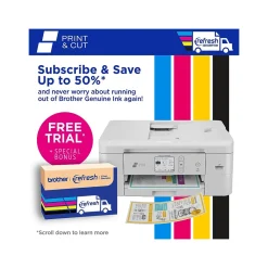 Brother Print & Cut MFC-J1800DW Wireless Color Inkjet Printer, All-In-One, Print, Scan, Copy, Fax