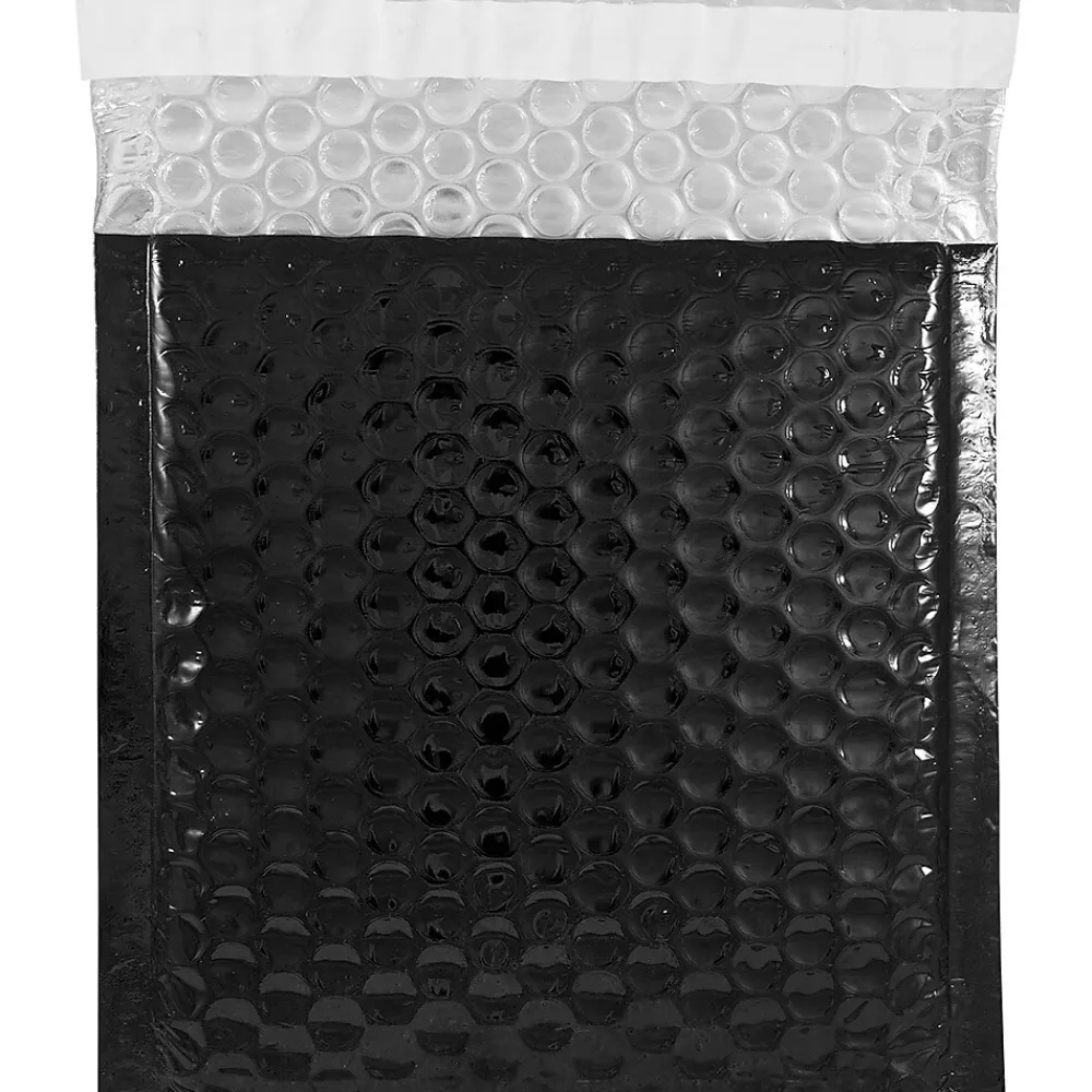 Clearance JAM Paper Bubble Padded Mailers with Peel and Seal Closure, CD Size, 6 x 6.5, Black Metallic, 12/Pack (2744430)