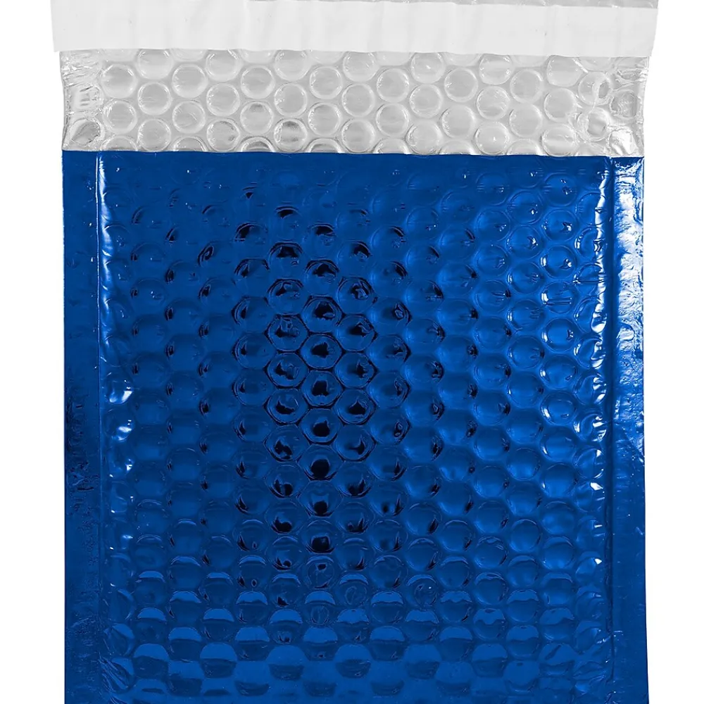 JAM Paper Bubble Padded Mailers with Peel and Seal Closure, CD Size, 6 x 6.5, Blue Metallic, 12/Pack (2745203)