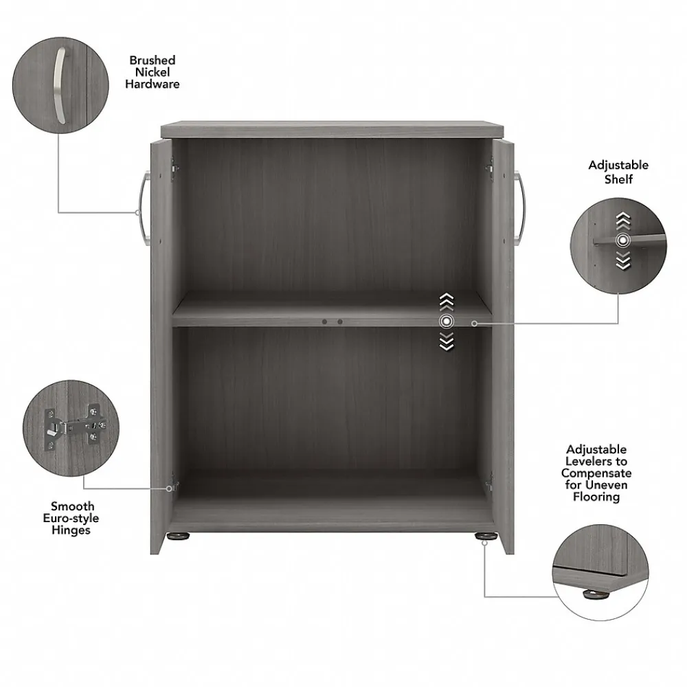 Storage Cabinets*Bush Business Furniture 34" Floor Storage Cabinet with 2 Shelves, Platinum Gray (UNS128PG)