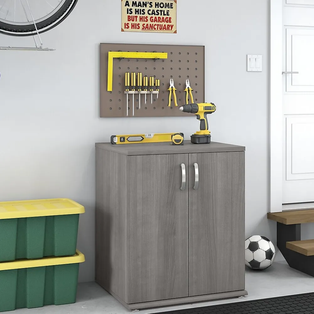 Storage Cabinets*Bush Business Furniture 34" Floor Storage Cabinet with 2 Shelves, Platinum Gray (UNS128PG)