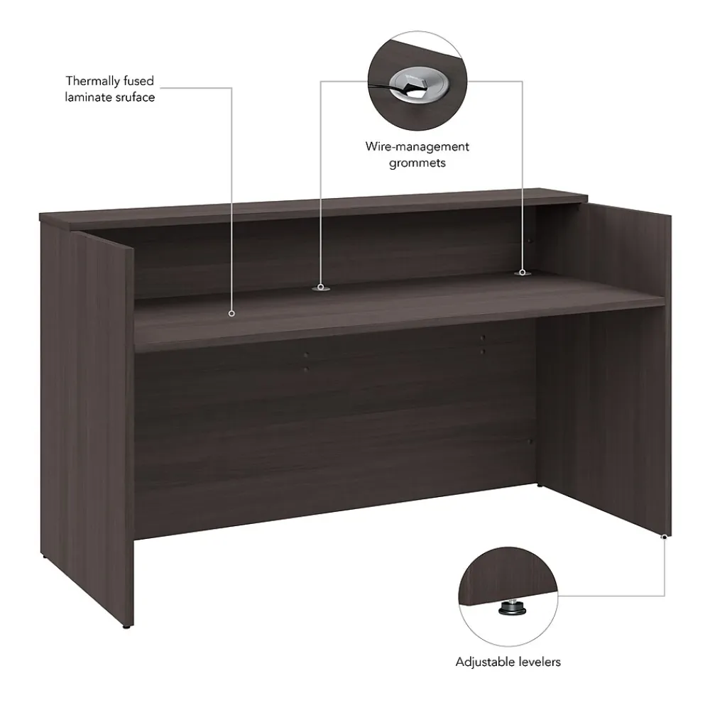 Office Desks*Bush Business Furniture Arrive 72"W Reception Desk with Shelf, (AVD172SGK) Storm Gray