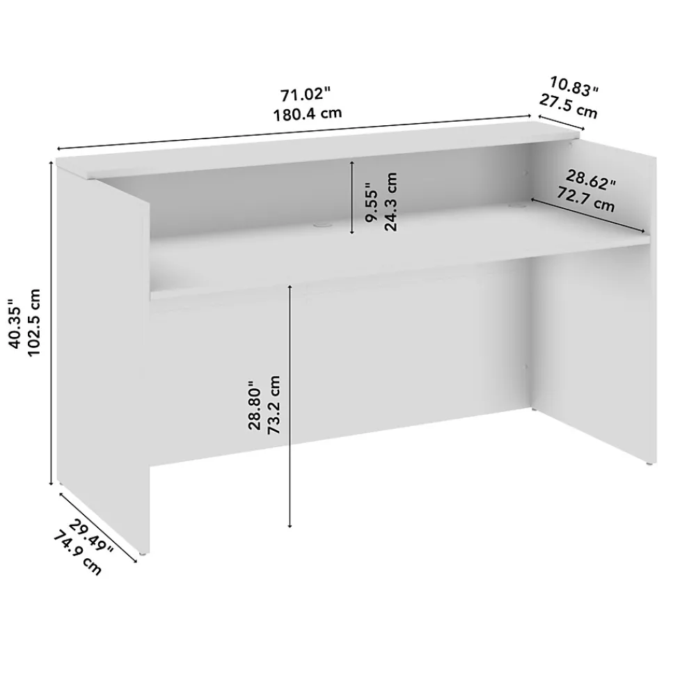 Office Desks*Bush Business Furniture Arrive 72"W Reception Desk with Shelf, (AVD172SGK) Storm Gray