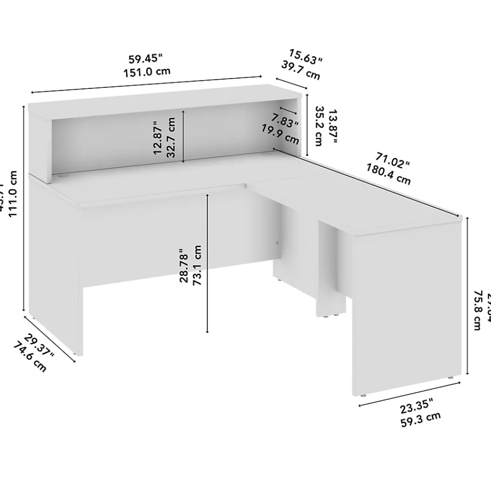 L-Desks*Bush Business Furniture Arrive 60"W L Shaped Reception Desk with Shelf, (ARV003NE) Natural Elm