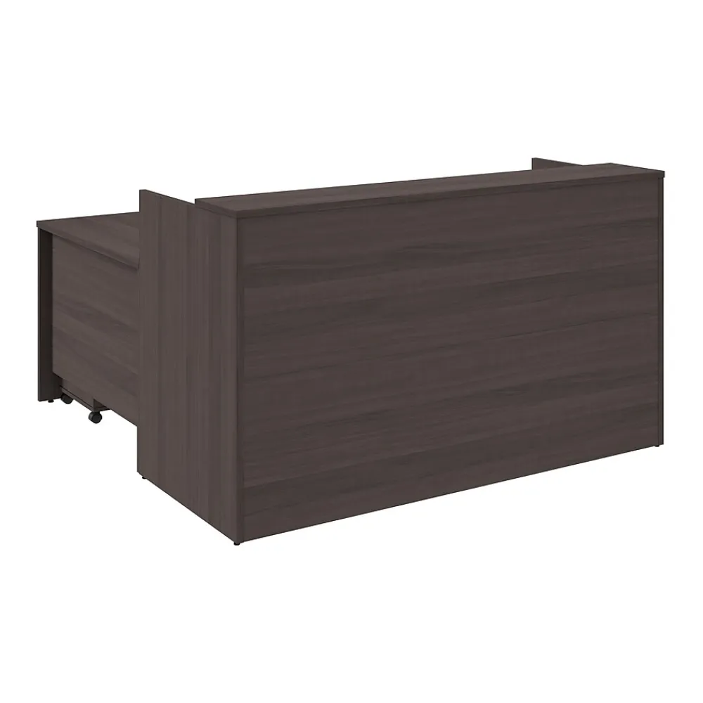 Office Desks*Bush Business Furniture Arrive 72"W L Shaped Reception Desk with Shelf and Mobile File Cabinet, (ARV007SG) Storm Gray