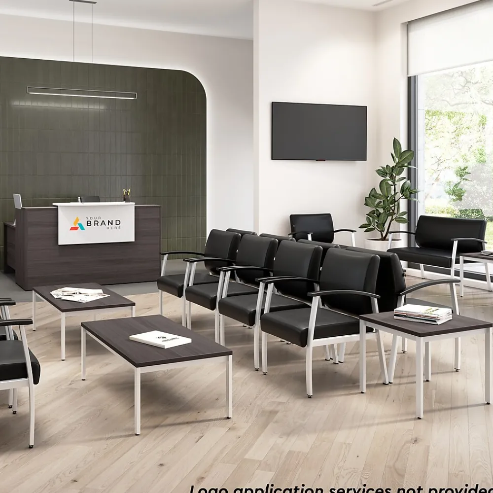 L-Desks*Bush Business Furniture Arrive 60"W L Shaped Reception Desk with Shelf, (ARV003SG) Storm Gray