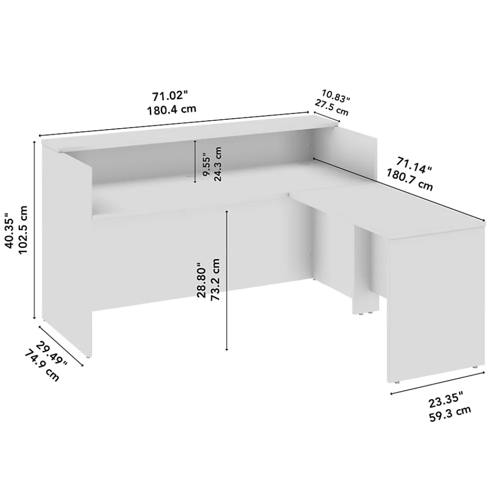 L-Desks*Bush Business Furniture Arrive 72"W L Shaped Reception Desk with Shelf, (ARV006MR) Mocha Cherry