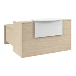 Office Desks*Bush Business Furniture Arrive 72"W L Shaped Reception Desk with Counter, (ARV009NE) Natural Elm