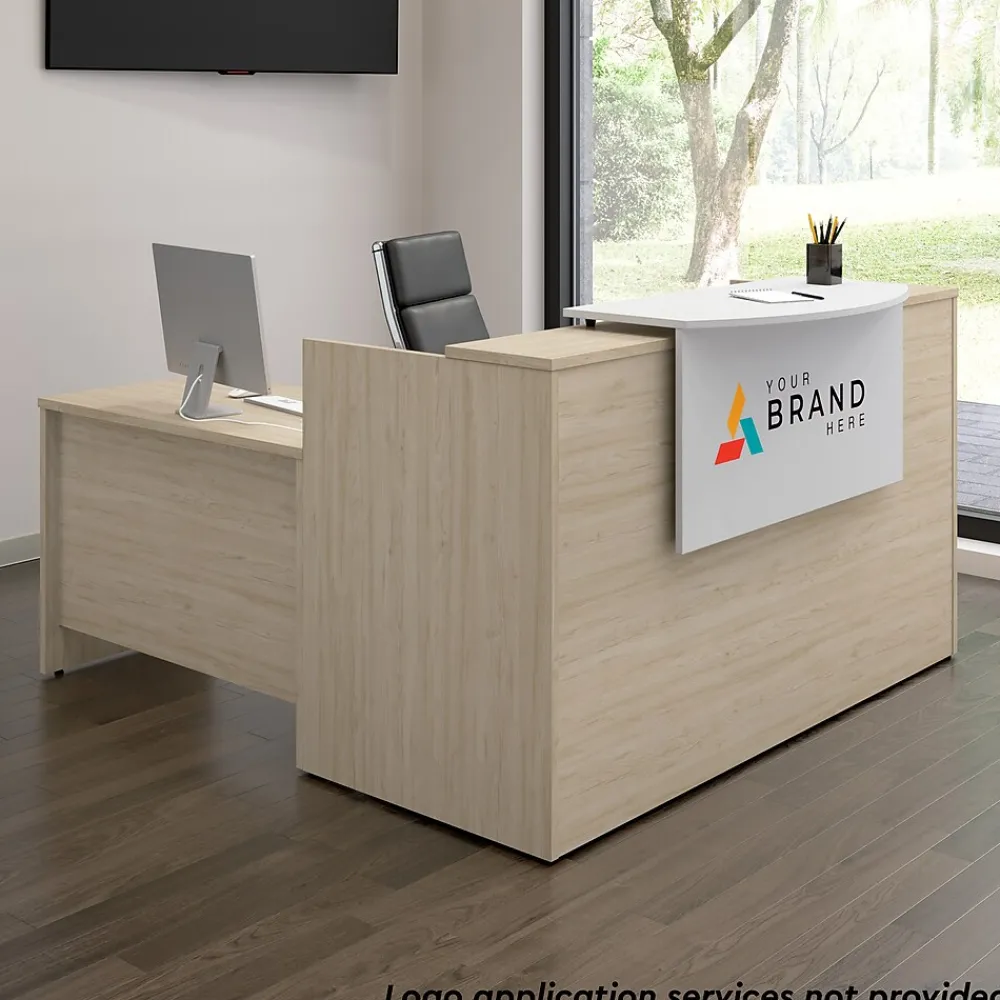 L-Desks*Bush Business Furniture Arrive 72"W L Shaped Reception Desk with Counter, (ARV009NE) Natural Elm
