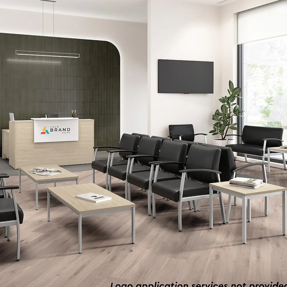 L-Desks*Bush Business Furniture Arrive 72"W L Shaped Reception Desk with Counter, (ARV009NE) Natural Elm