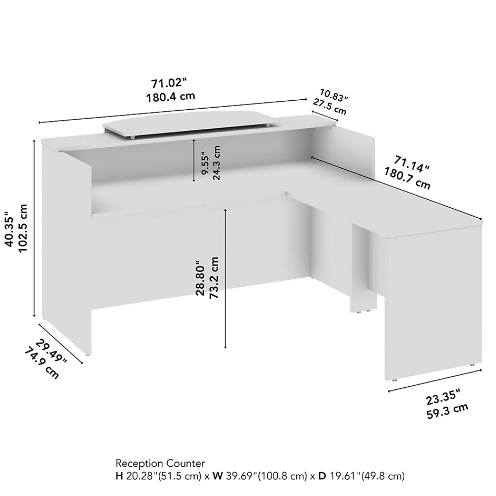 L-Desks*Bush Business Furniture Arrive 72"W L Shaped Reception Desk with Counter, (ARV009NE) Natural Elm