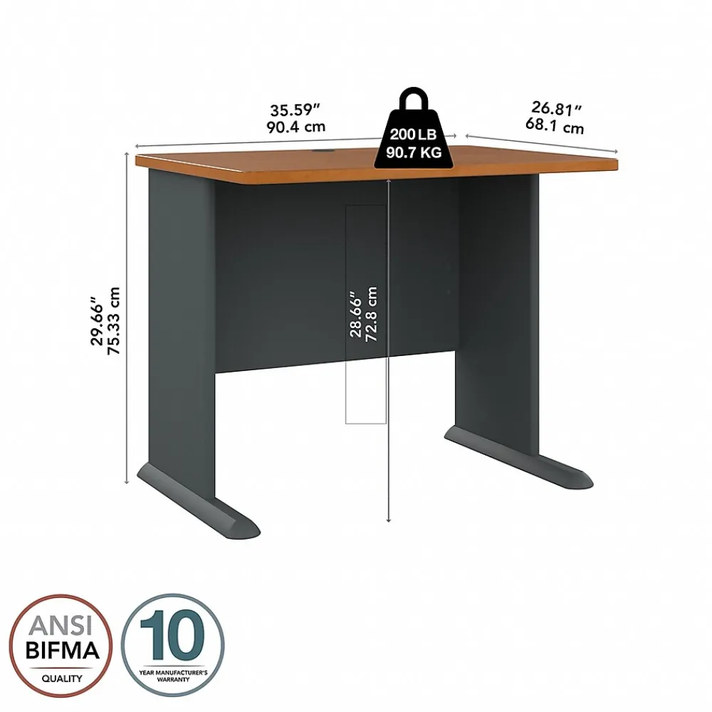 Computer Desks*Bush Business Furniture Cubix 36"W Desk, (WC57436) Natural Cherry/Slate