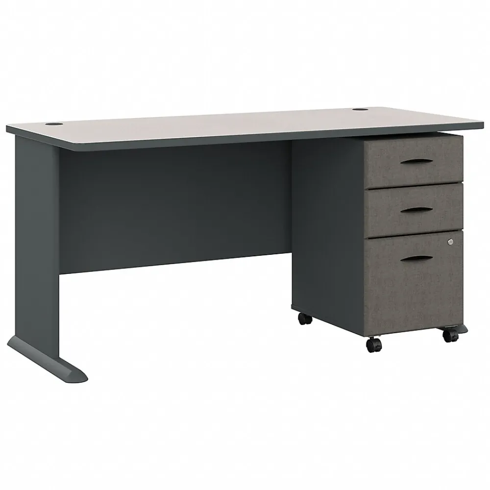 Computer Desks*Bush Business Furniture Cubix 60W Desk with Mobile File Cabinet, (SRA003SLSU) Slate/White Spectrum