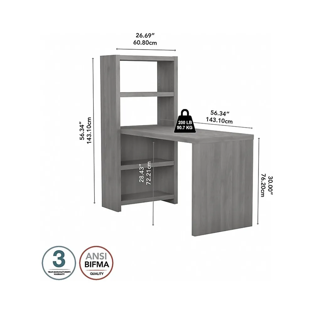 Office Desks*Bush Business Furniture Echo 56W Bookcase Desk, Modern Gray (KI60407-03)