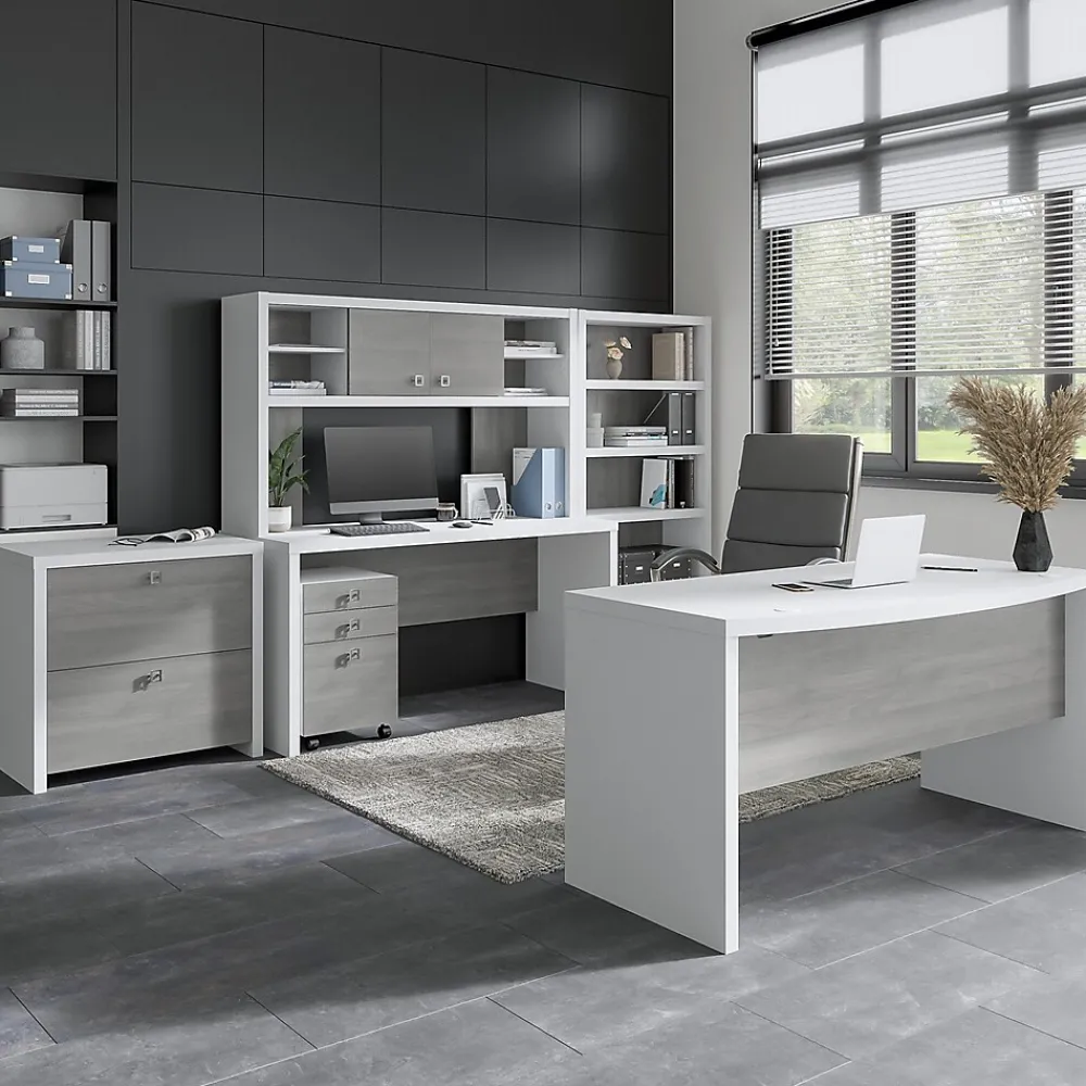 Bookcases*Bush Business Furniture Echo 5 Shelf Bookcase, Pure White/Modern Gray (KI60504-03)