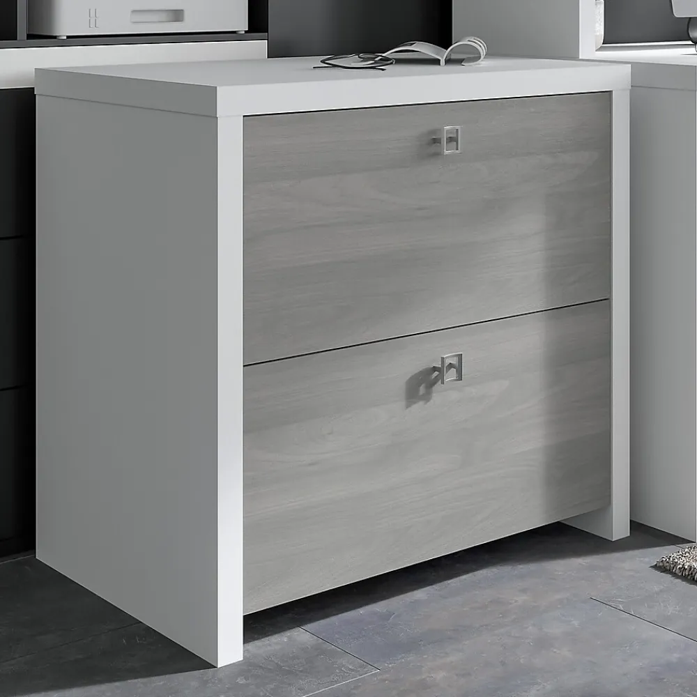 File Cabinets*Bush Business Furniture Echo 2 Drawer Lateral File Cabinet, Pure White/Modern Gray (KI60502-03)
