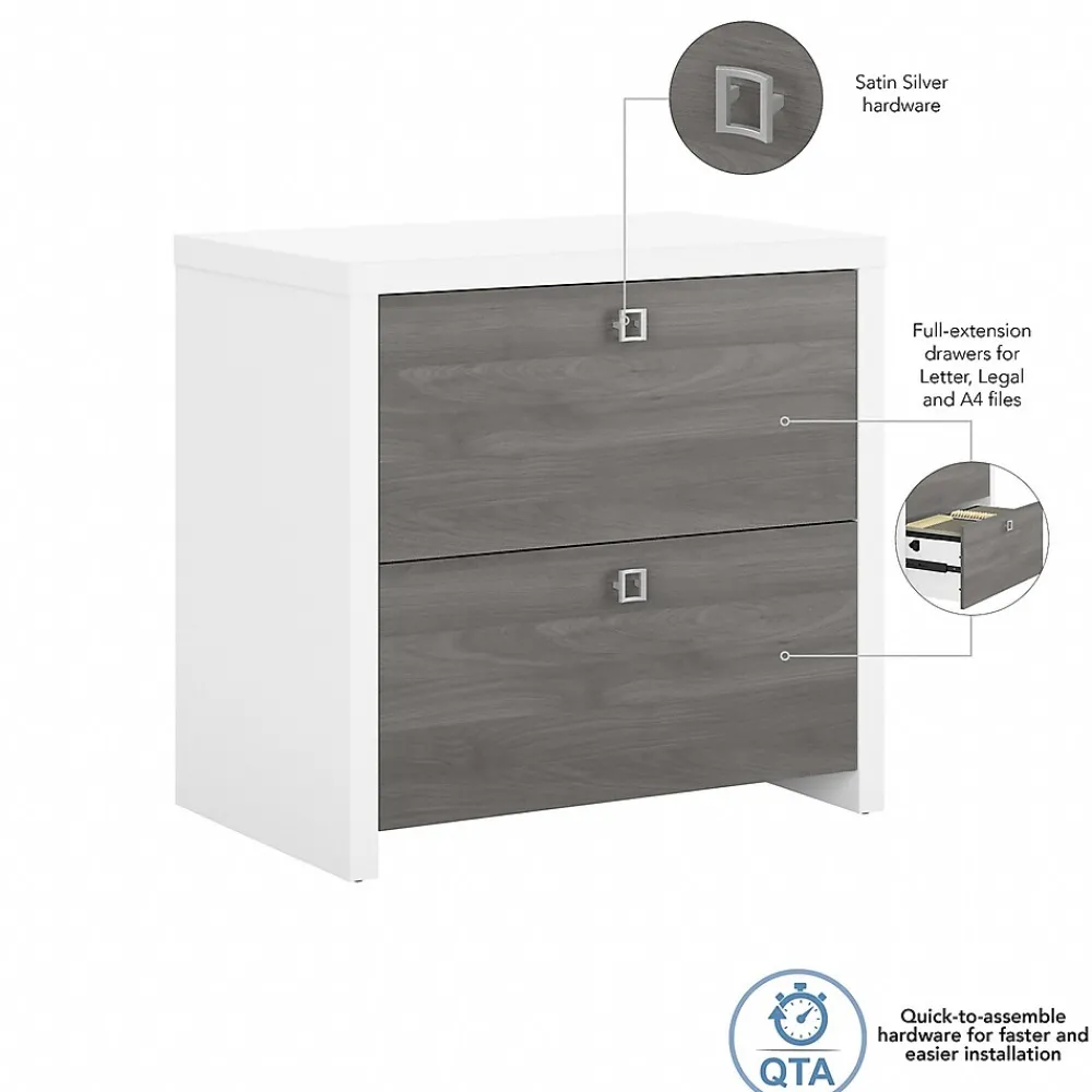 File Cabinets*Bush Business Furniture Echo 2 Drawer Lateral File Cabinet, Pure White/Modern Gray (KI60502-03)
