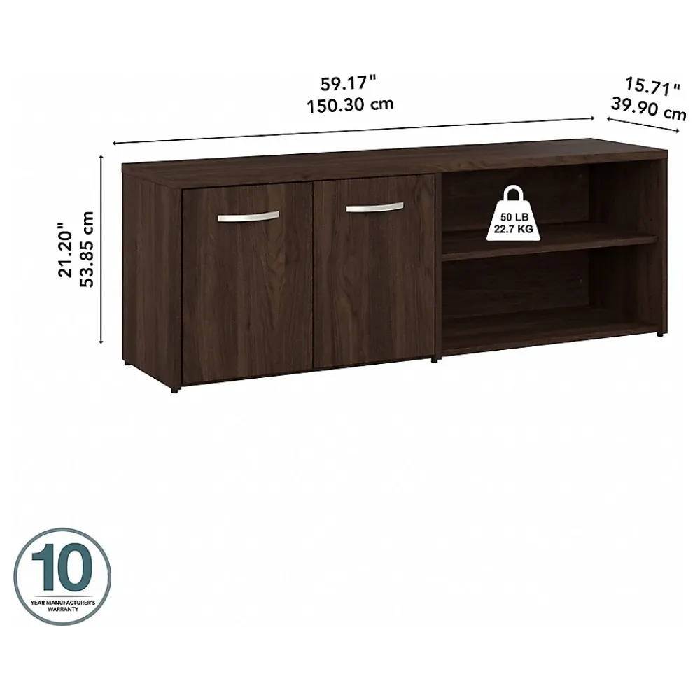 Storage Cabinets*Bush Business Furniture Hybrid 21" Low Storage Cabinet with Doors and Shelves, (HYS160BW-Z) Black Walnut