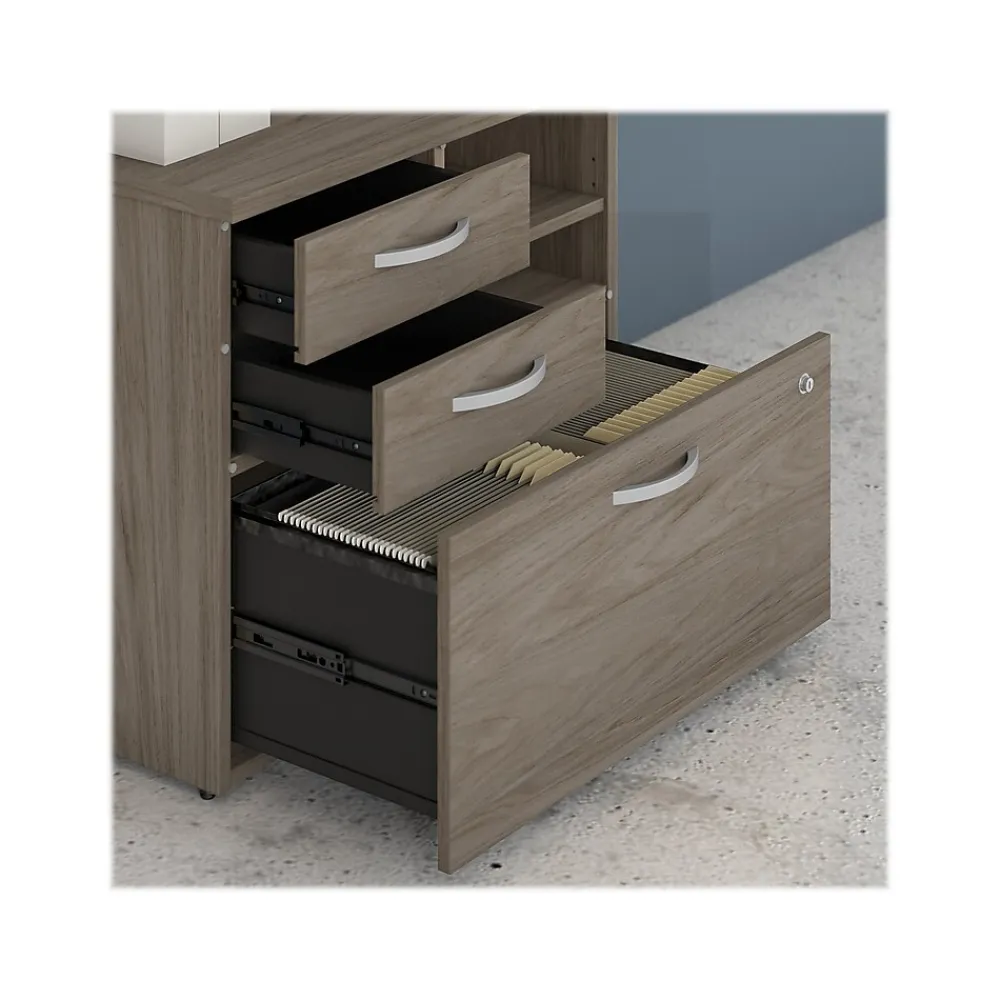 Storage Cabinets*Bush Business Furniture Hybrid 26" Office Storage Cabinet with Drawers and 2 Shelves, (HYF130MHSU-Z) Modern Hickory