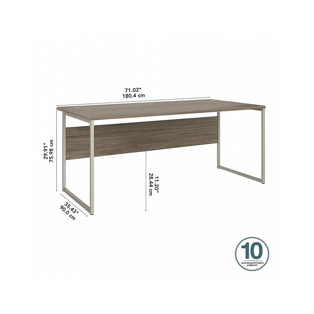 Computer Desks*Bush Business Furniture Hybrid 72"W Computer Table Desk with Metal Legs, (HYD172MH) Modern Hickory