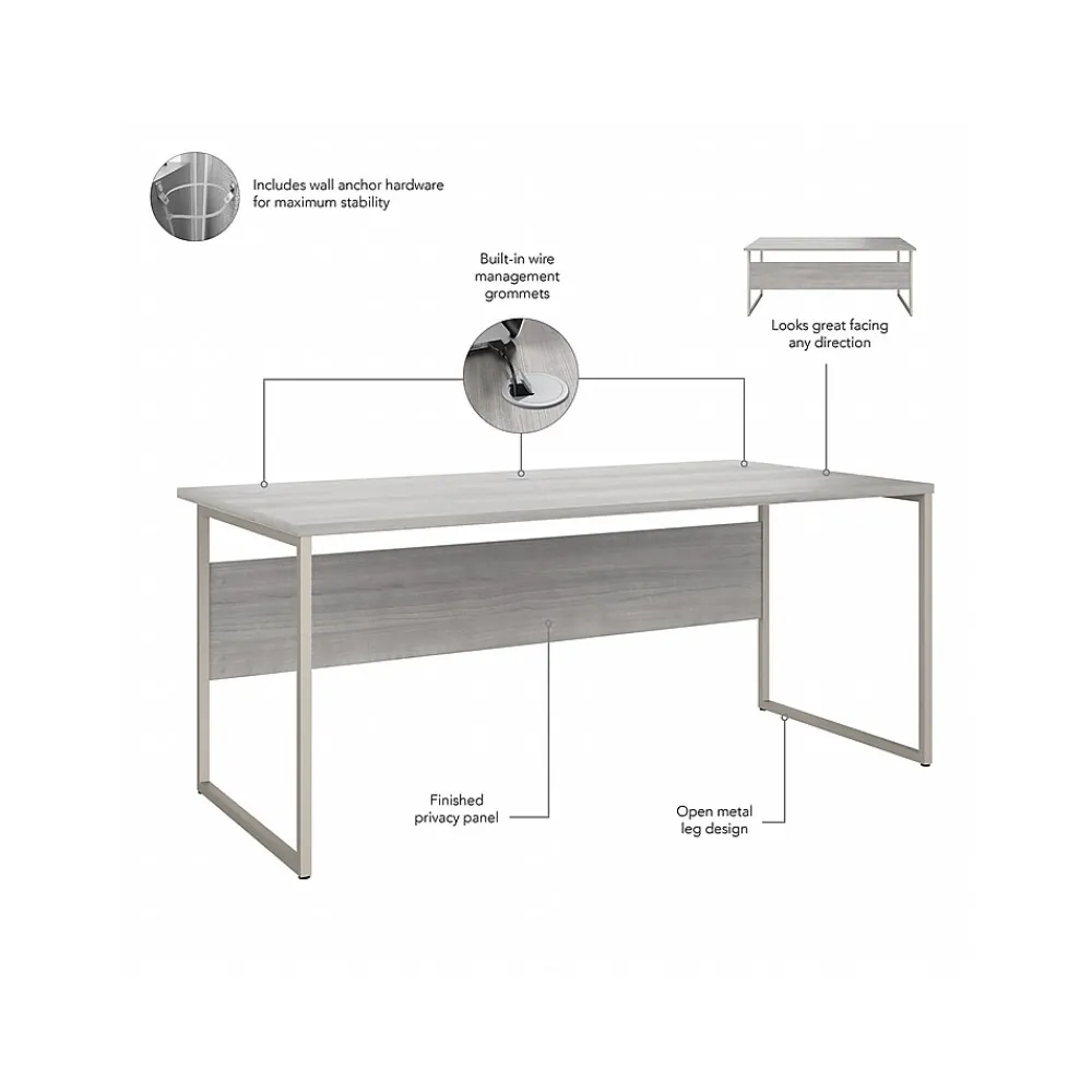 Computer Desks*Bush Business Furniture Hybrid 72"W x 36"D Computer Table Desk with Metal Legs, (HYD172PG) Platinum Gray