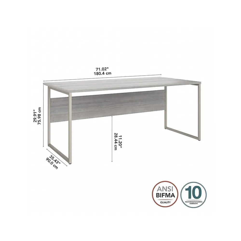 Computer Desks*Bush Business Furniture Hybrid 72"W x 36"D Computer Table Desk with Metal Legs, (HYD172PG) Platinum Gray