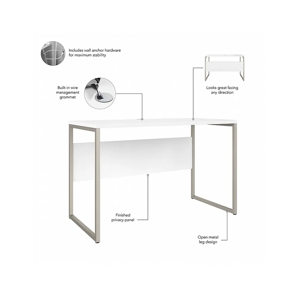 Office Desks*Bush Business Furniture Hybrid 48"W Computer Table Desk with Metal Legs, (HYD148WH) White
