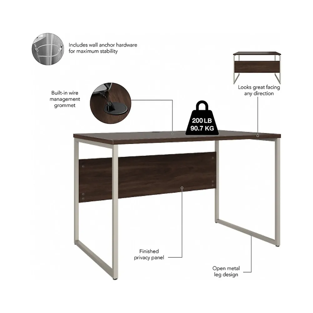 Computer Desks*Bush Business Furniture Hybrid 48"W Computer Table Desk with Metal Legs, Black Walnut (HYD248BW)