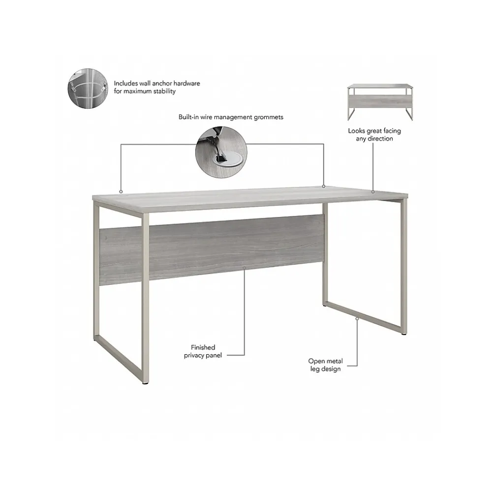 Computer Desks*Bush Business Furniture Hybrid 60"W Computer Table Desk with Metal Legs, (HYD360PG) Platinum Gray